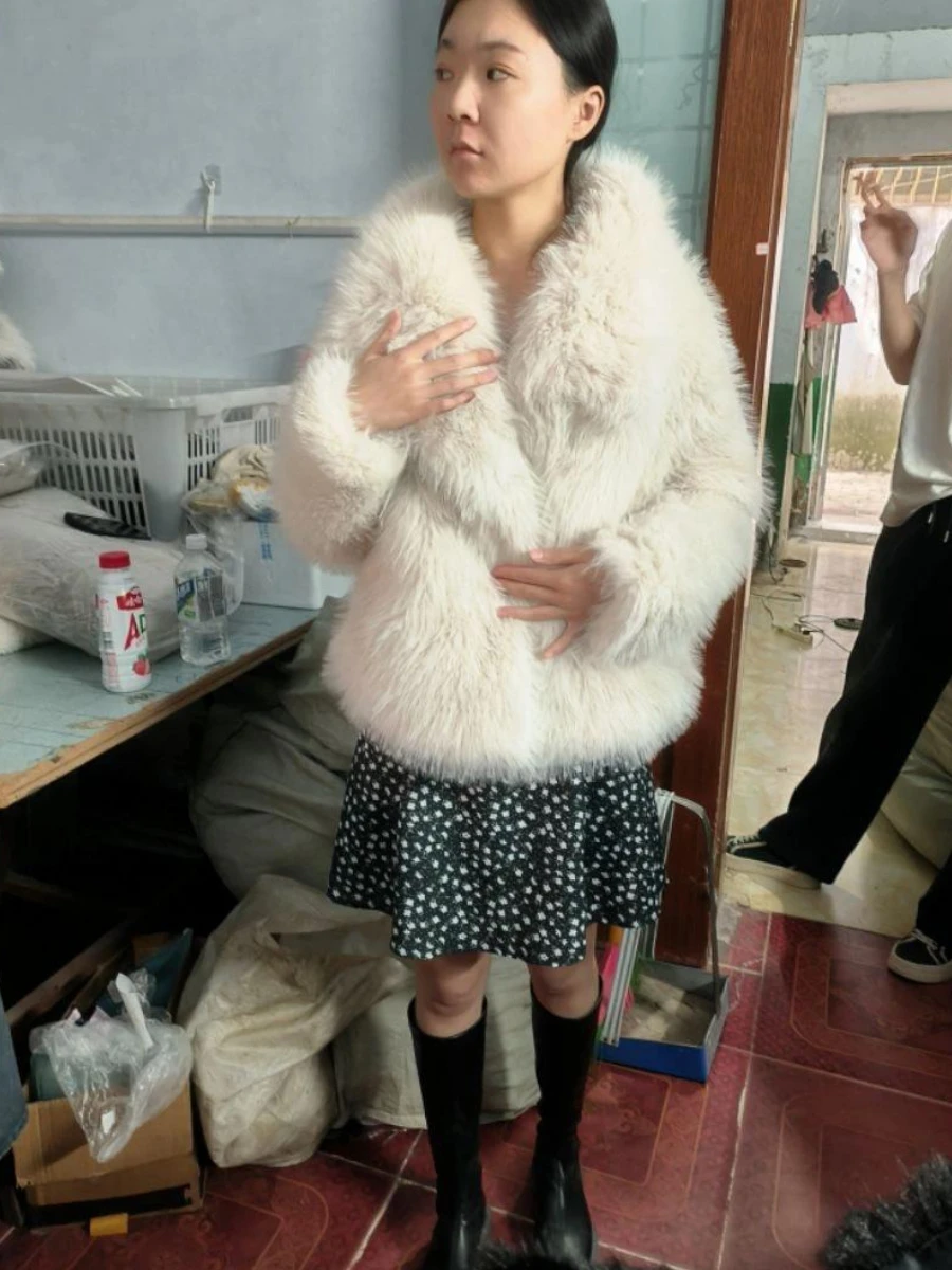 Trends Large Lapel Fluffy Jacket Faux Fur Coat Women Autumn Winter Fur Jackets Warm Thick Cardigan Streetwear Eco-Chic New