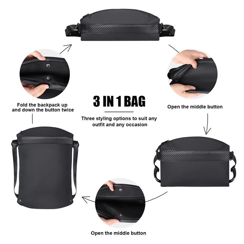 Geestock 3 In 1 Backpacks Men Multifunction Shoulder Bags Fanny Pack Women Bags Large Capacity Travel Bag Casual Crossbody Bags