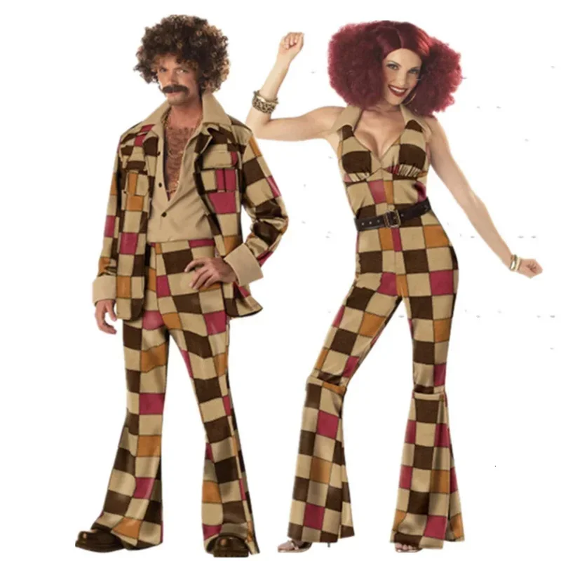 Retro 60s 70s hippie cosplay carnaval traje de halloween para homens mulheres fantasia disfarce roupas festa franjas nativo night club mn