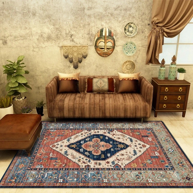 American Moroccan Style Plush Carpets Home Retro Living Room Decoration Rugs Light Luxury Bedroom Decor Carpet Simple Lounge Rug