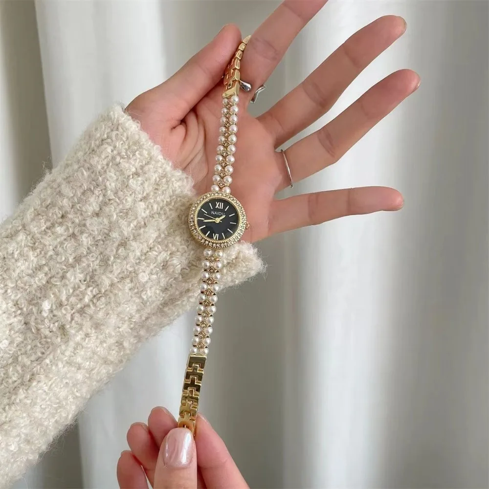 Neue Perlenbesetzte Luxus-Armbanduhr mit Kleinem Zifferblatt, Modische Damenuhr, Quarz-Armbanduhren, Dropshipping Relojes Para Mujer – Detail 2