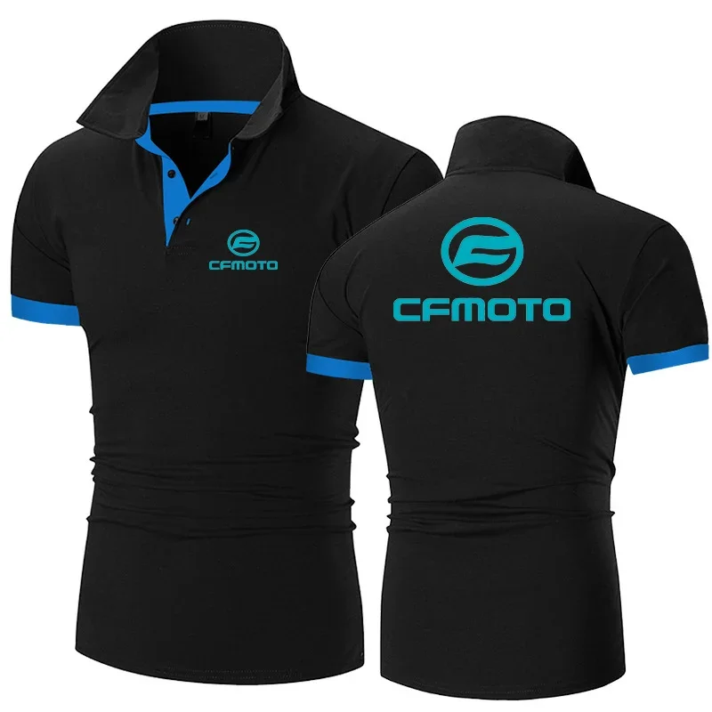 Cfmoto 2024 Męska nowa letnia gorąca bawełniana oddychająca wygodna koszulka polo Casual Solid Color Slim Fit Modne topy Odzież