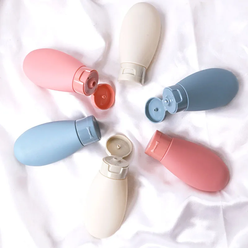 2 Stück 60 ml Reise-Squeeze-Tube-Flasche, nachfüllbar, weicher Silikon-Kosmetikbehälter für Shampoo, Körperwaschlotion, Händedesinfektionsmittel