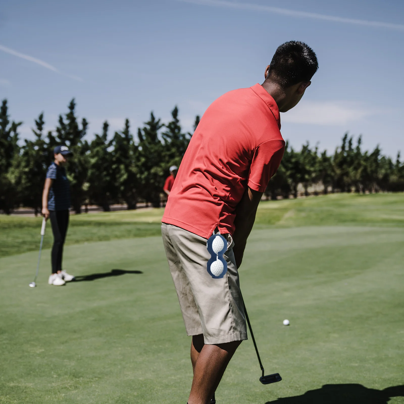 2개입 실리콘 골프공 홀더 듀얼 볼 보관 캐리어 내구성 휴대용 클립 카라비너 골프백 걸이 슬리브