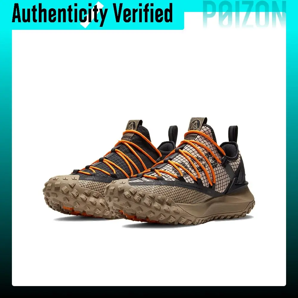 Zapatillas Nike ACG Mountain Fly para exteriores, unisex, de caña baja, negro/marrón/naranja DA5424-200