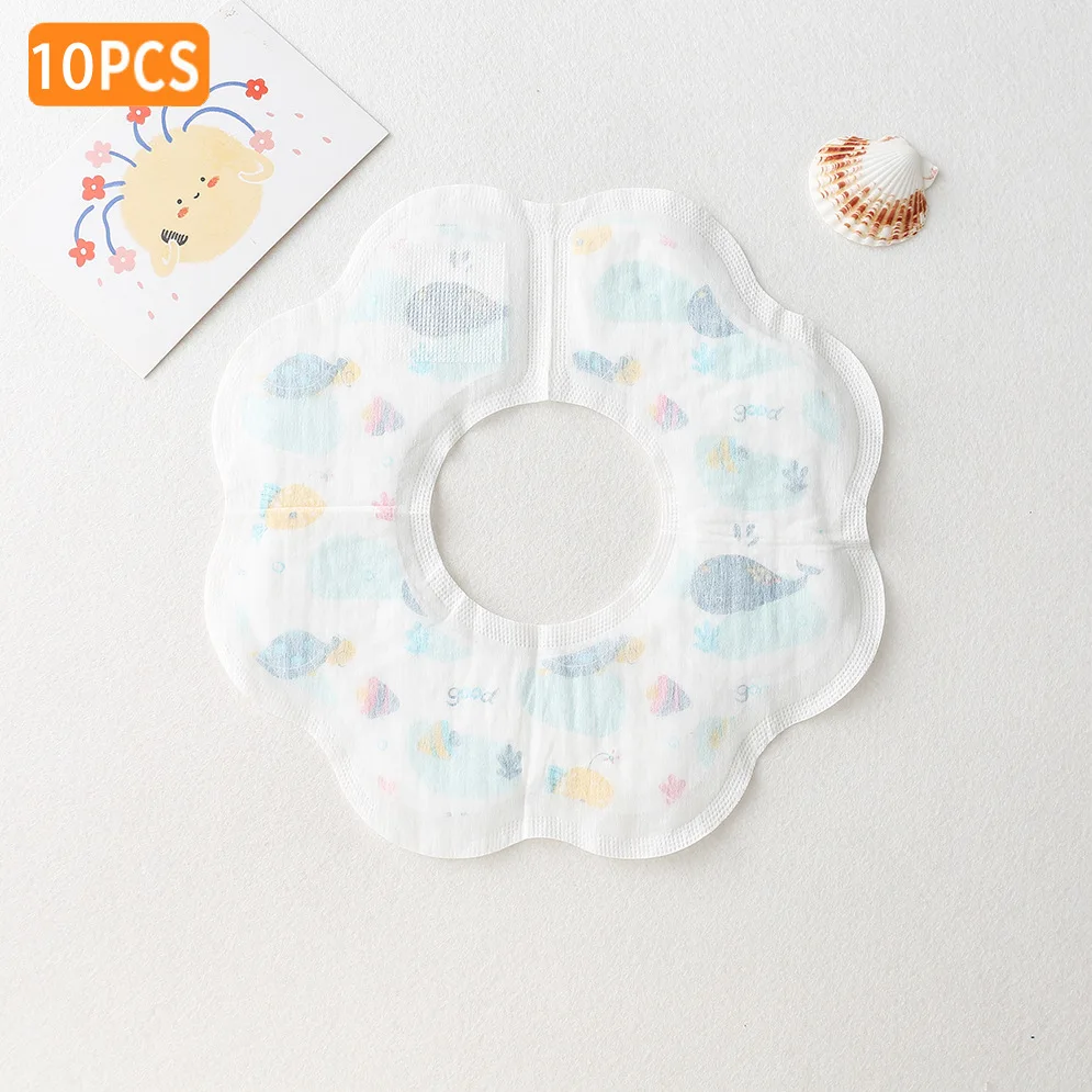 New 10pcs/pack Disposable Waterproof Petal Baby Bibs Cartoon Outgoing Bib Newborn Burp Cloths for Boy Girl Feeding Saliva Towel