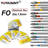 10Pcs/Pack FO Type Fine/Extra Fine/Coarse/Standard Dental Diamond Burs Dentistry Drills For High Speed Turbines Dia.1.6mm