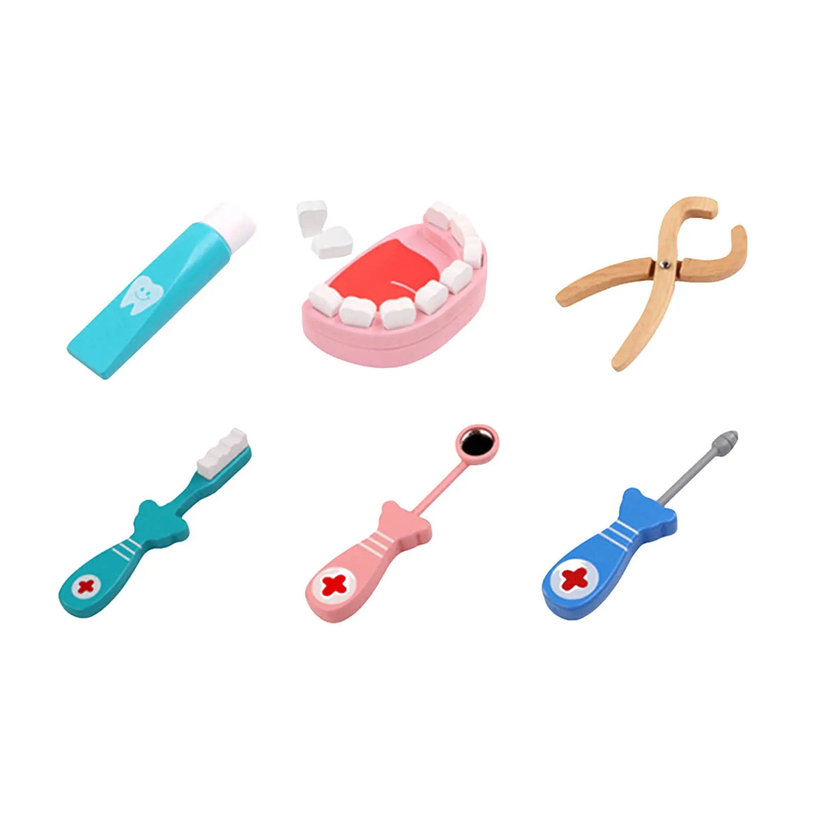 Magneti per perline Set di giocattoli per bambini Set di giocattoli da dottore per bambini 6 Set di strumenti in legno Set di giocattoli per l'educazione precoce Magneti da costruzione per ragazzi 8-12
