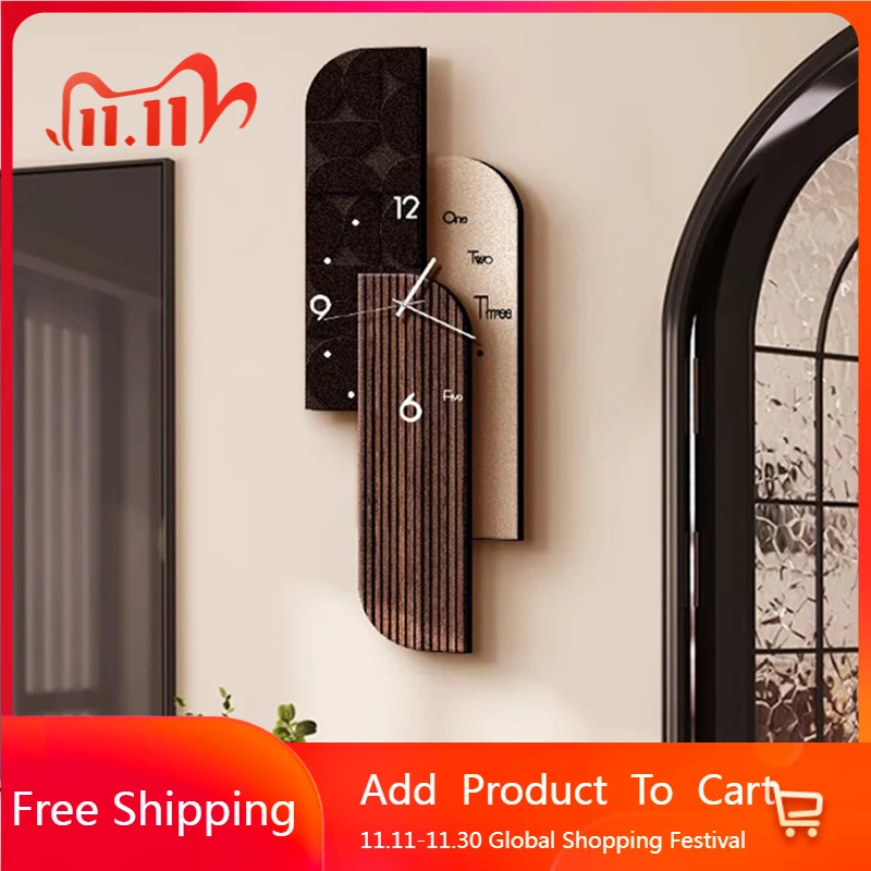 Silent Design Wall Watch Wooden Interior Vintage Xenomorph Wall Watch Living Room Aesthetic Reloj De Pared Room Decorations