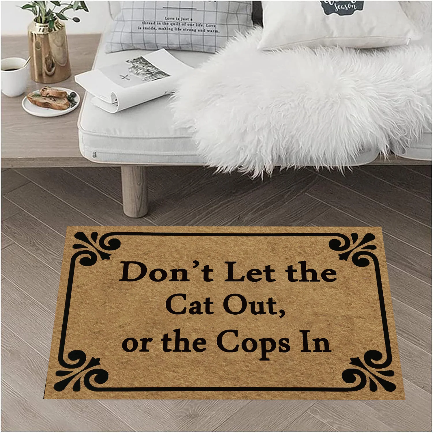 

Doormat Don't Let The Cat Out Or The Cops in Funny Doormat Cat Lover Gift Rude Door Mat Outdoor Doormat