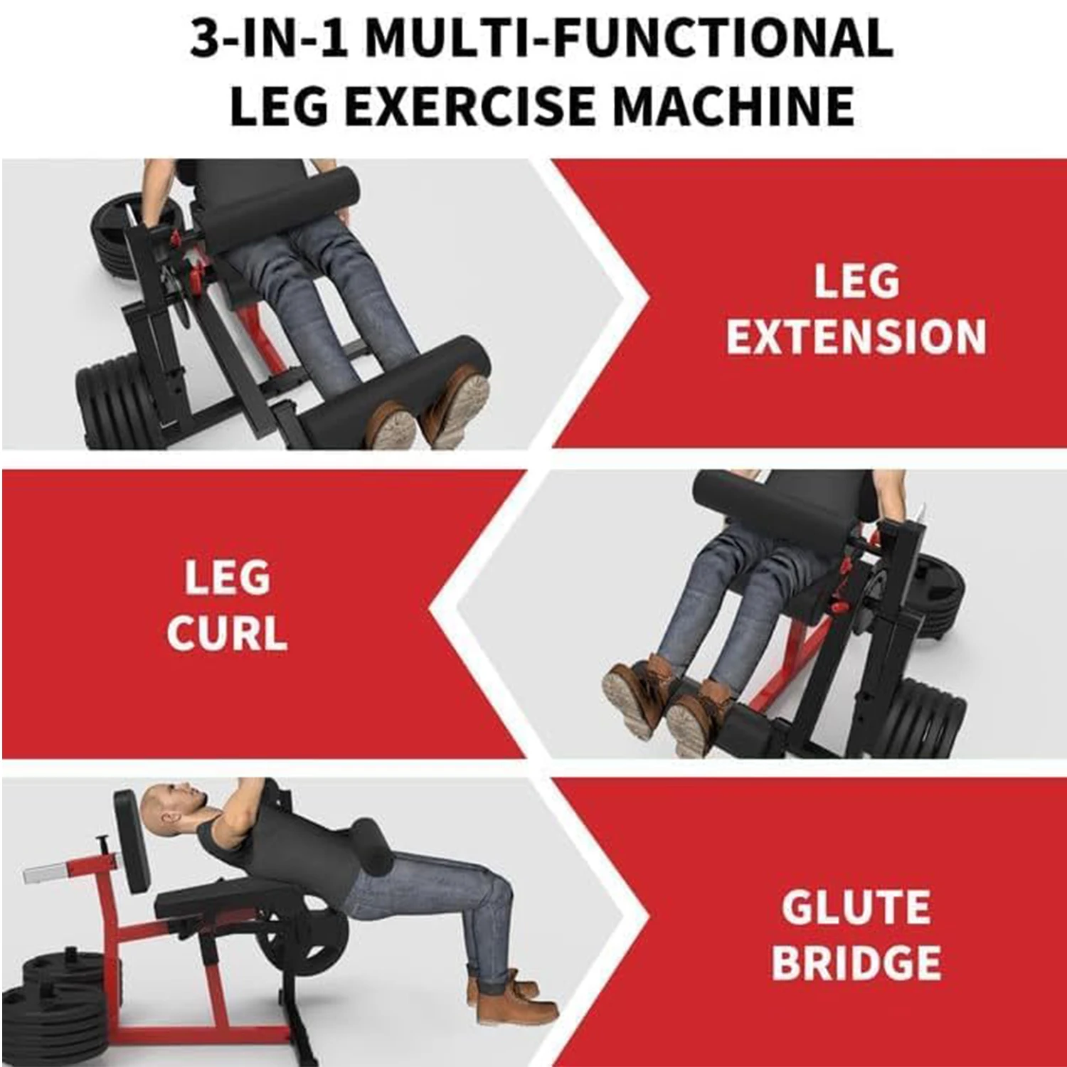 Leg Extension and Curl Machine Leg Press for Home Gym Lower Body Special Adjustable Leg Exercise Bench with Plate Loaded