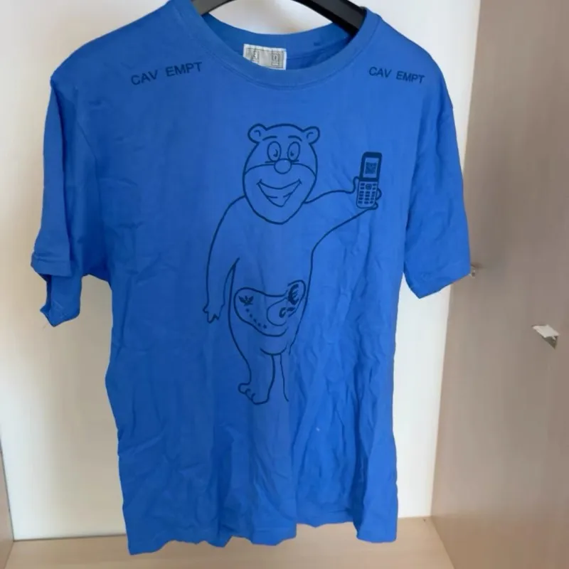 Men Women Summer Streetwear Blue CAV Tshirts Cartoon Pattern Overlay Error Pop-up Window Round Neck Short Sleeve CE Tops