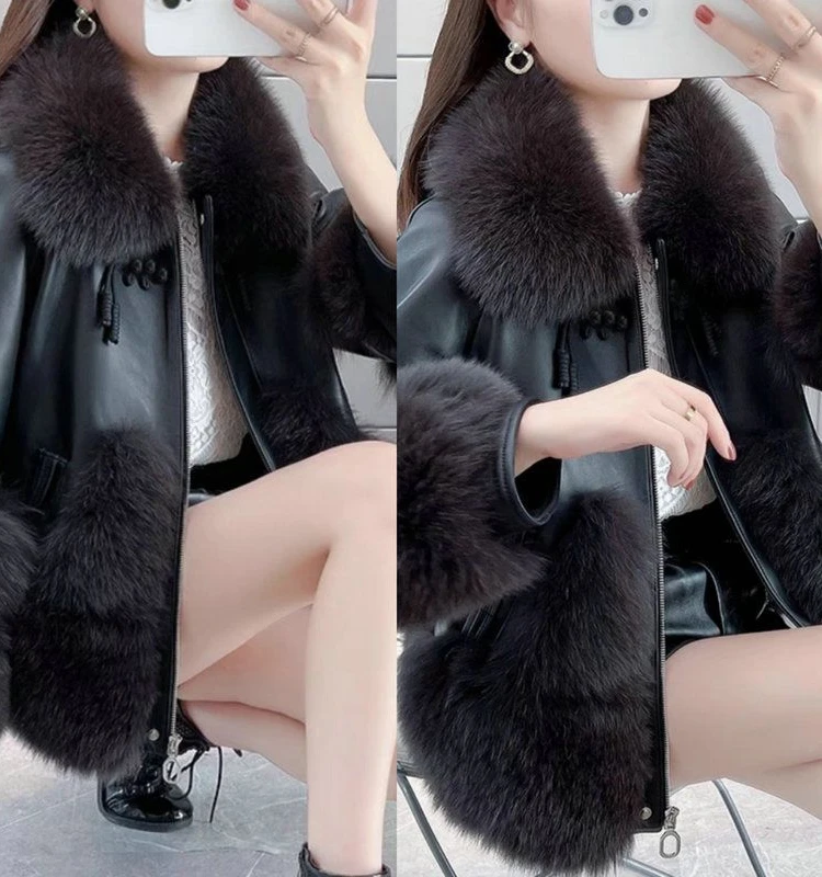 Jackets for Women Winter Fashion Goddess Environmental Protection Fur Coat High-End Washed Leather and Fur Leather Jacket