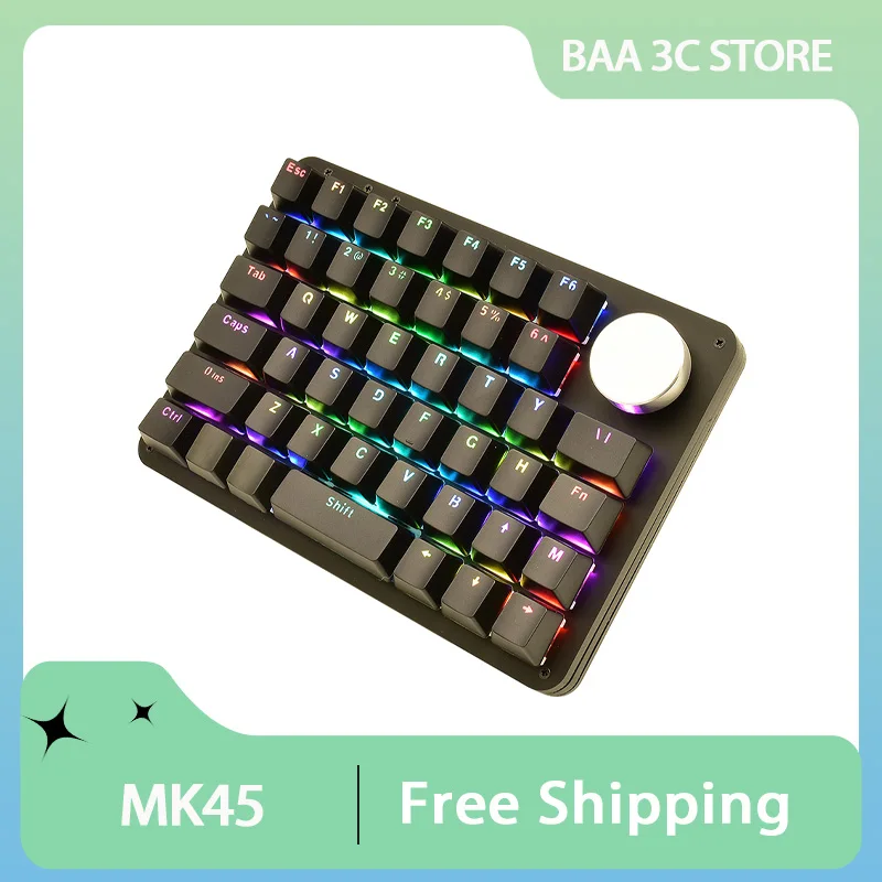 

G50 MK45 Mini Mechanical Keyboard RGB Wired Custom Macro Programming Knob Ergonomics PC Accessories Drawing Design Office Gifts