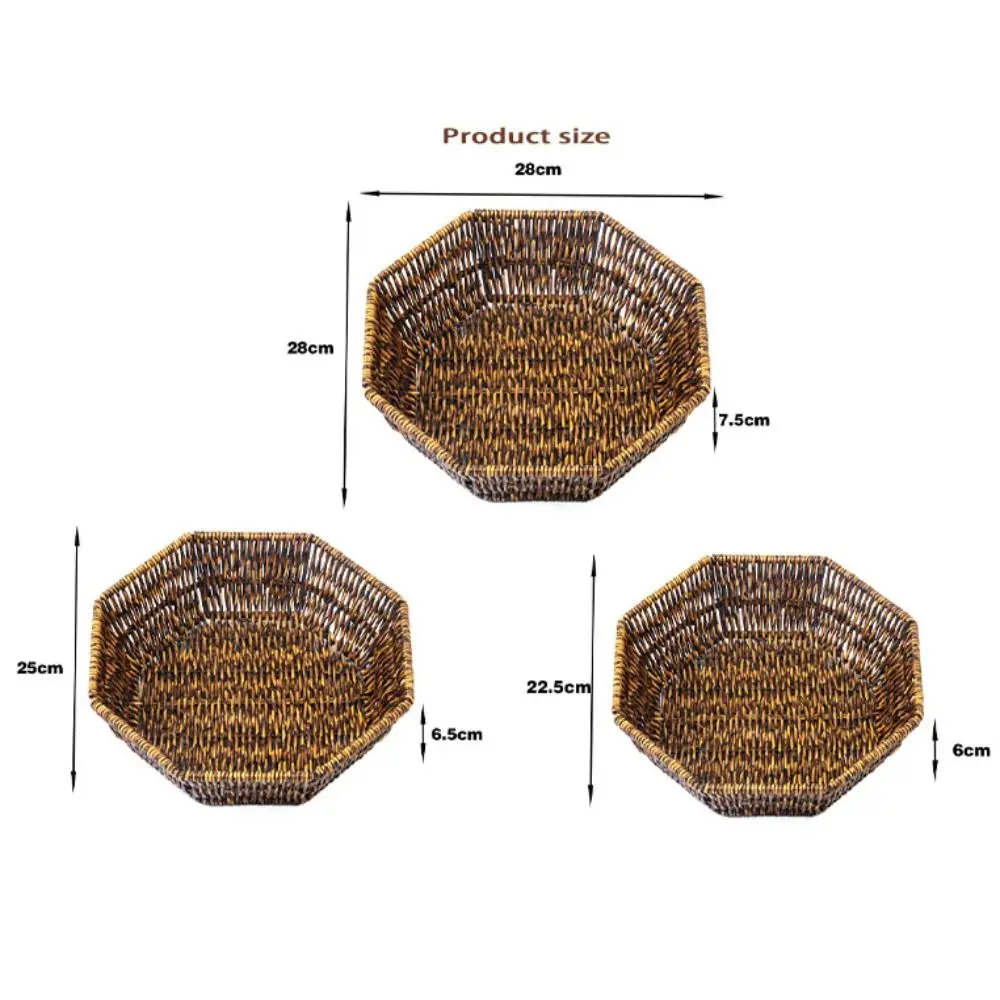 Multistyles Nachahmung Rattan Obstteller Retro Woven Handheld Lagerung Rattan Gewebt Tee Tablett Picknick Snacks Diverse Körbe