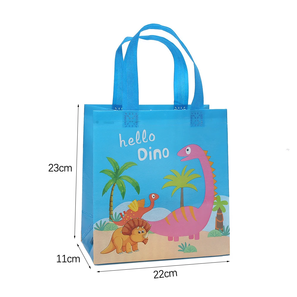 4Pcs Dinosaur Pattern Gift Bag Nonwoven Pink Cute Gift Bags Candy Pouch for Boys Girls Dino Birthday Party Decoration Packaging view 2