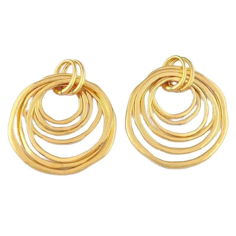 2pcs Golden Tone Bohemia Large Multi-Circles Moveable Charms Pendants for DIY Necklace Jewelry Making Accessories Gifts