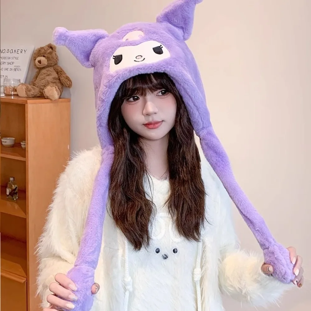 Sanrio Adult Hat Women's Fashion Autumn/Winter Cold Protection Warm Cartoon Cute Plush Korean Pneumatic Ear Cap