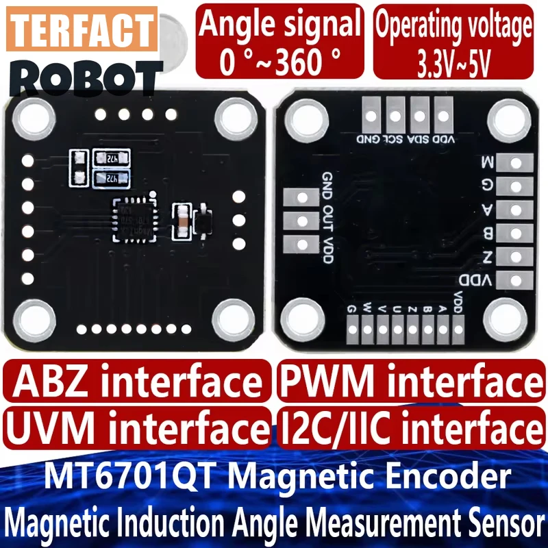 MT6701QT Magnetic Encoder Magnetic Induction Angle Measurement Sensor Module 4 Communication Interface Replaces The AS5600