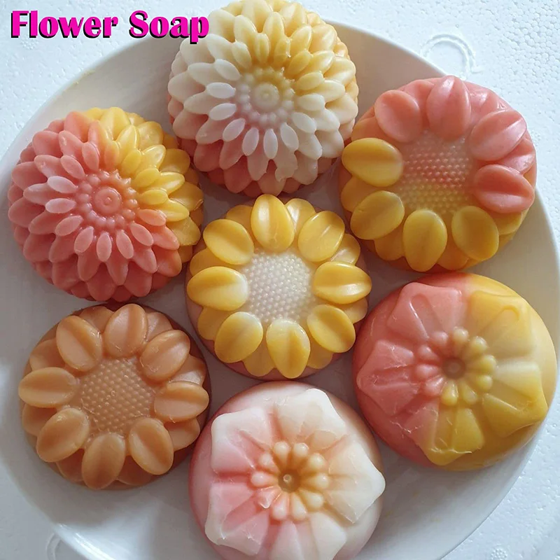 2 Pack Silicone Soap Molds 6 Cavities Different Flower Shapes Ice Cream Tray Fondant Silicone Mold Perfect Making for Soap