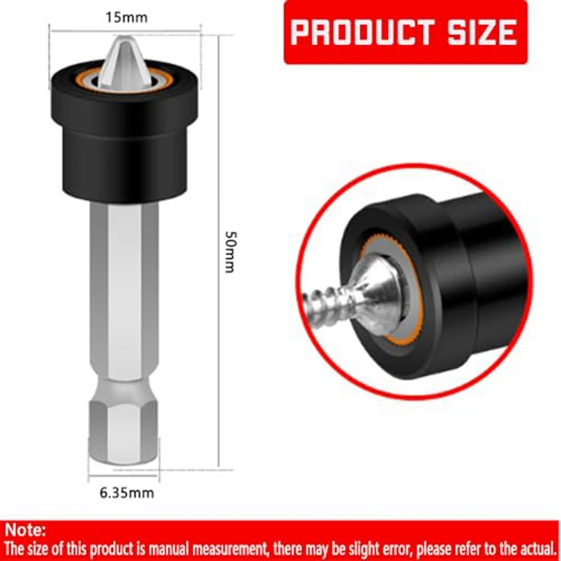 ABJI-5 Pz Premium Vite magnetica per cartongesso Setter - Punte PH2 per cartongesso Vite Sheetrock Punta di posizionamento esagonale da 1/4 di pollice