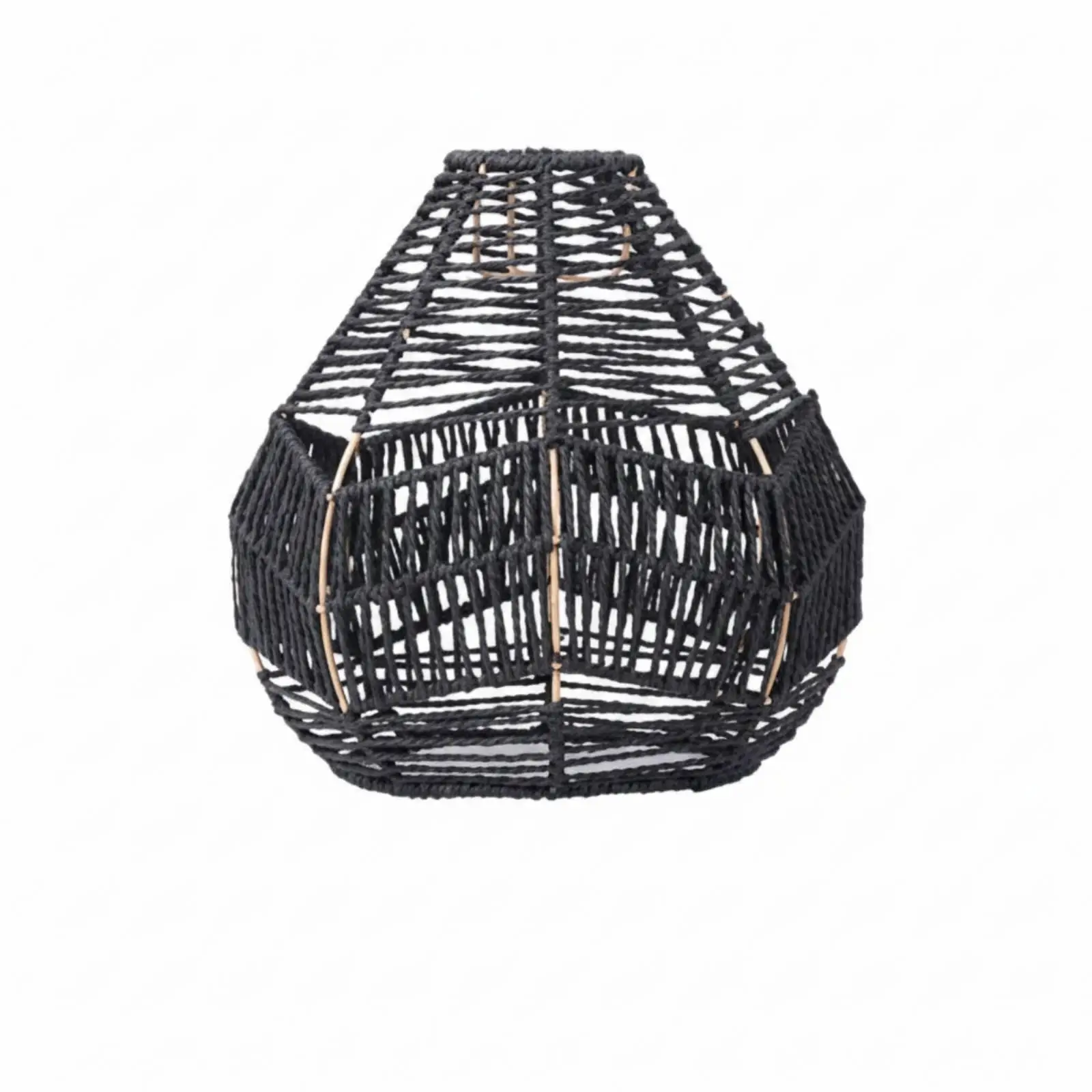 Handwoven Paper Rope Pendant Lamp Shade Boho Ceiling Light Hollow Weave Pattern for Cozy Bedroom Living Room