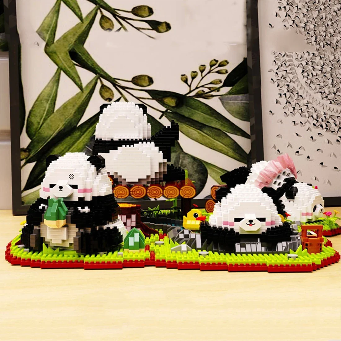 3D Cute Panda Micro Building Blocks Assembled Scene Panda Model DIY Animal Mini Brick Figure Toys For Kids Decorations Gift