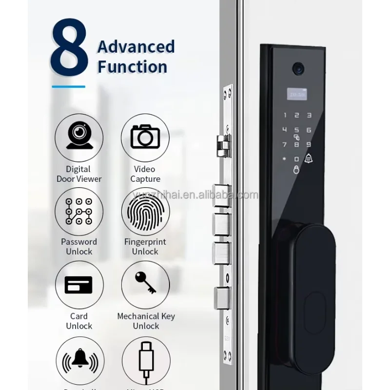 Home security tuya app digital smart lock with camera for front door