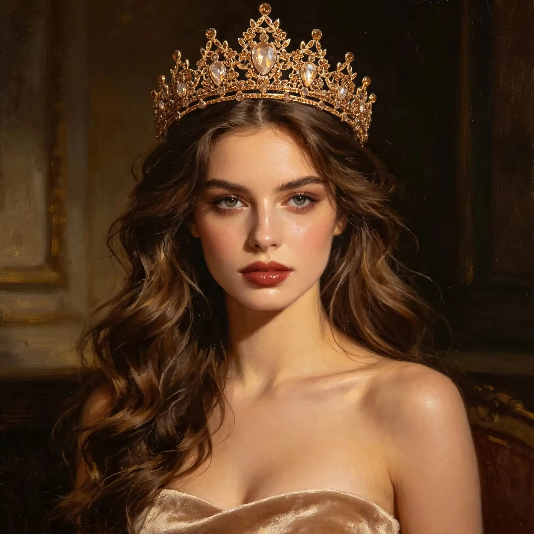 Rhinestone Ladies Baroque Crown Wedding Headdress Exquisite Crown Suitable for Ladies' Ball Activities Valentine's Day Gifts