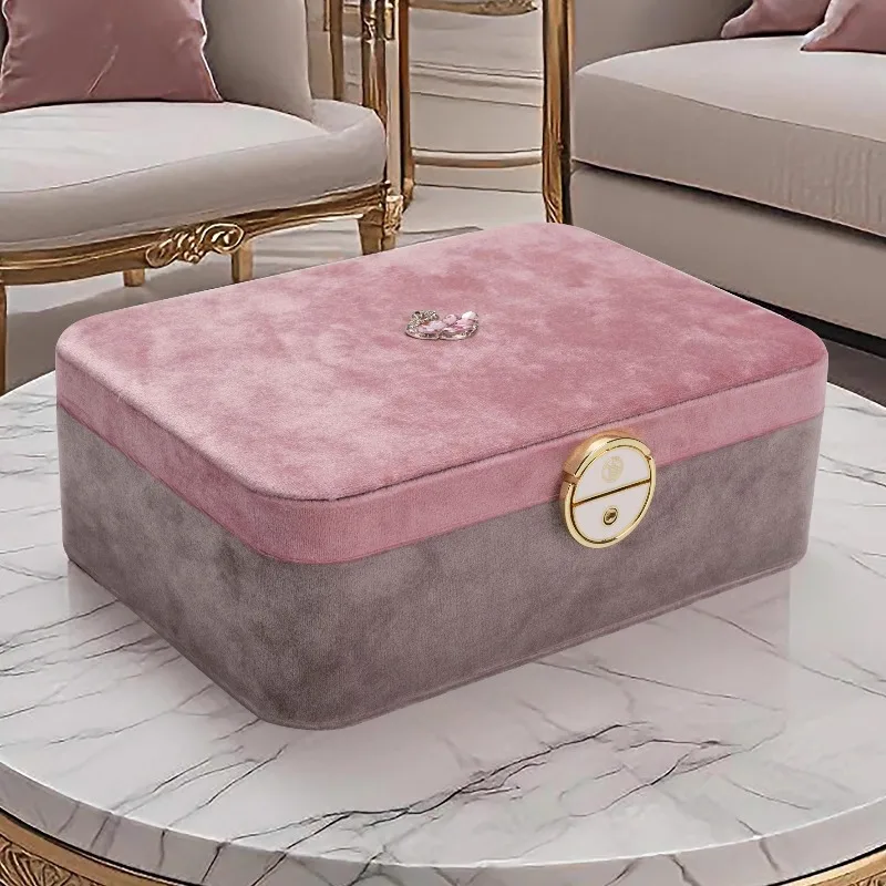 

Velvet Jewelry Storage Box Large Jewellery Organizer Boxes Aesthetic Necklace Earring Cases with Lock Bracelet Pendant Ring Case