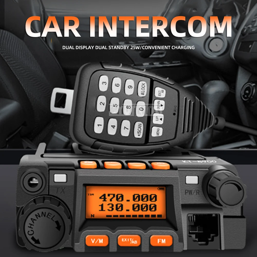 KT-8900 Vehicle-Mounted Two-Way Radio: Wireless Dual-Band, High-Power, Compact Radio for Off-Road Driving and Outdoor Adventures