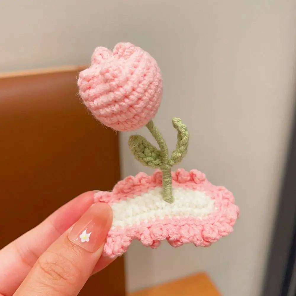

Small Wool Knitted Flower Barrettes BB Clip Hair Accessories Crochet Barrettes Handmade Side Barrettes Embroidery Hairpin Makeup