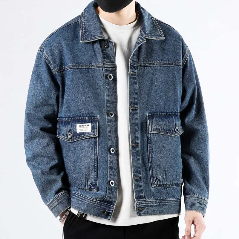 

Spring Fashion Men's Y2K Style Denim Shirt Coats Multi Pocket Cowboy Premium Streetwear Teens Handsome Cotton Jackets Daily Tops