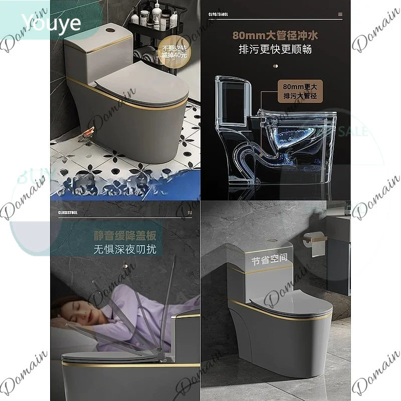 ZL Gray Home Toilet Water-Saving Siphonic Ceramic Compact Simple Colored Toilet Bowl