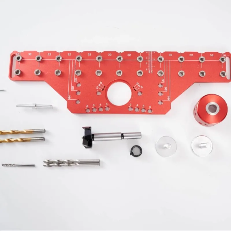 For Aluminum Alloy Punch 2 in 1 Hinged Cabinet Door Row Hole Punching, Woodworking Tools
