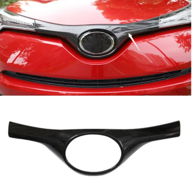 

Carbon Fiber Style ABS Car Front Hood Grill Grille Cover Logo Trim Accessories For Toyota CHR 2017-2021 Chromium Styling
