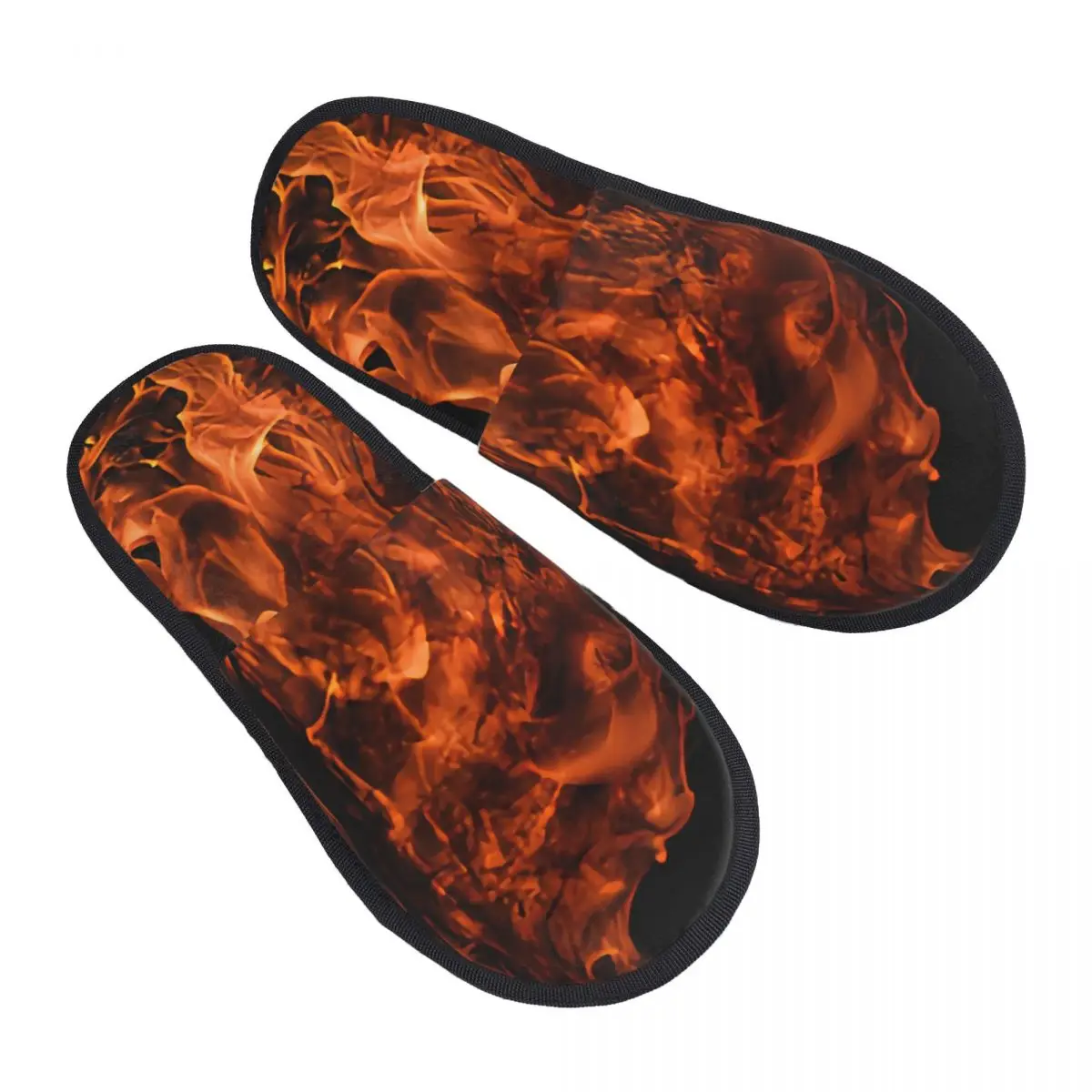 

Indoor Fire Flame Burning Glowing Background Warm Slippers Home Plush Slippers Home Soft Fluffy Slippers