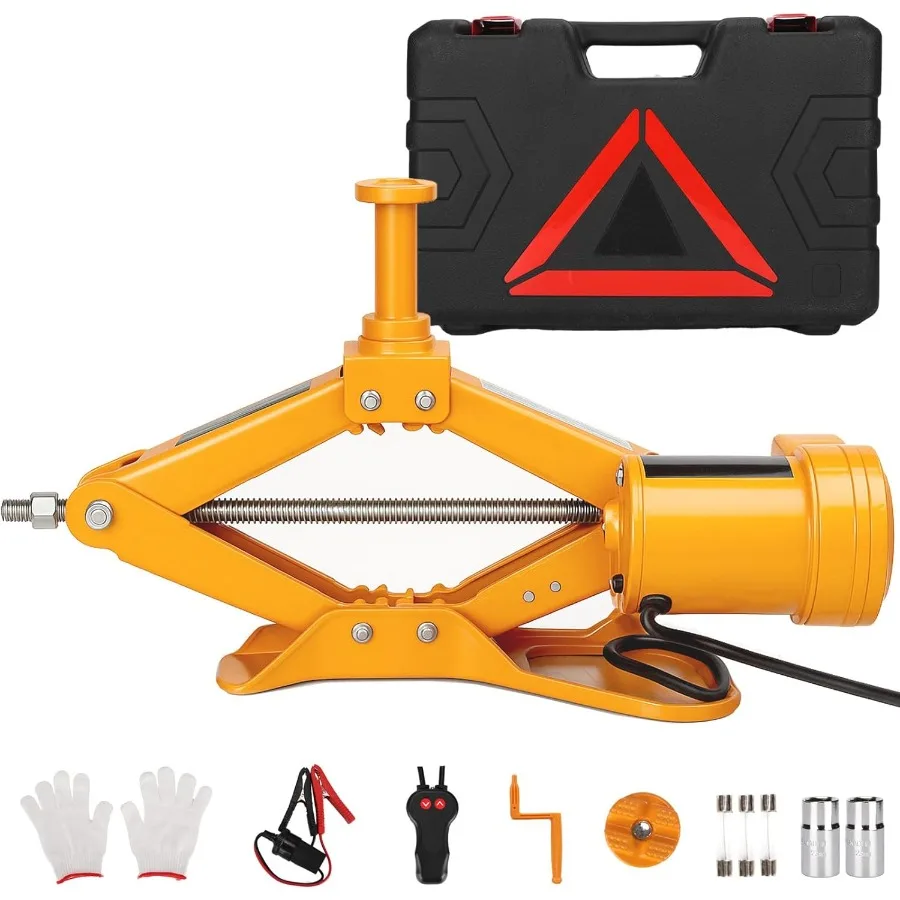 

Electric Car Jack 12V Trailer Floor Jack Stands Kit 3 Ton Vehicle Scissor Car Lift for Tire Change and Road Emergencies with Ca
