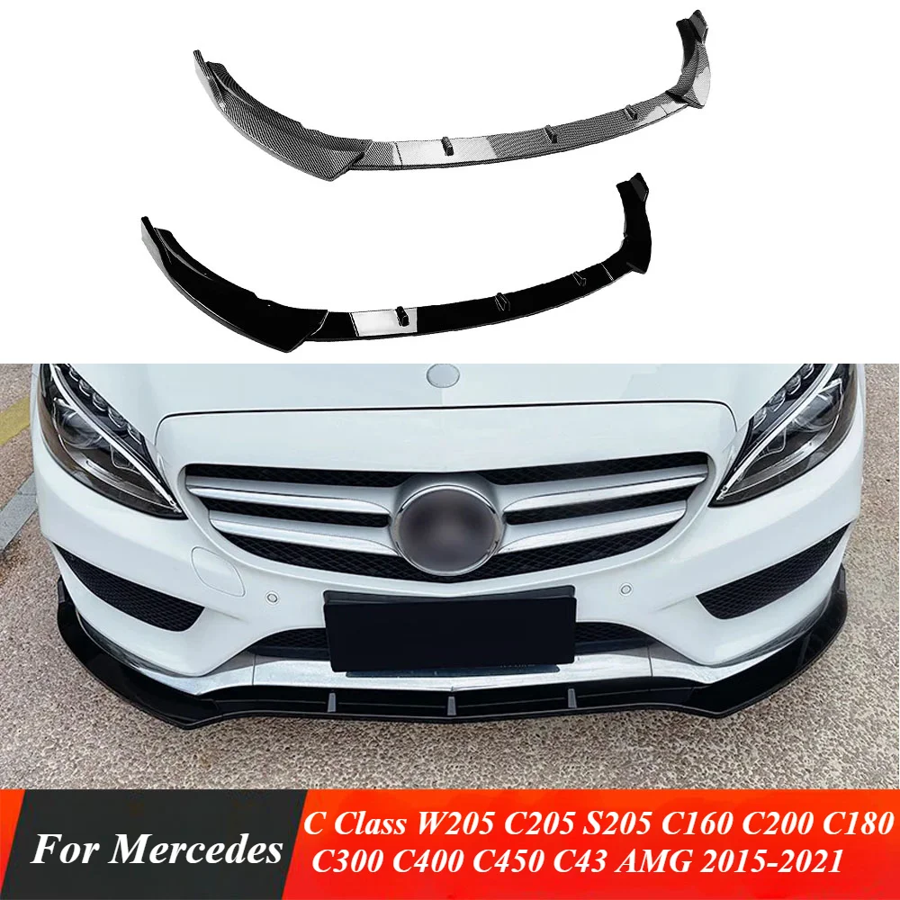 

For Mercedes C Class W205 C205 S205 C160 C200 C180 C300 C400 C450 C43 AMG 2015-2021 Diffuser Body Kit Front Bumper Lip Splitter