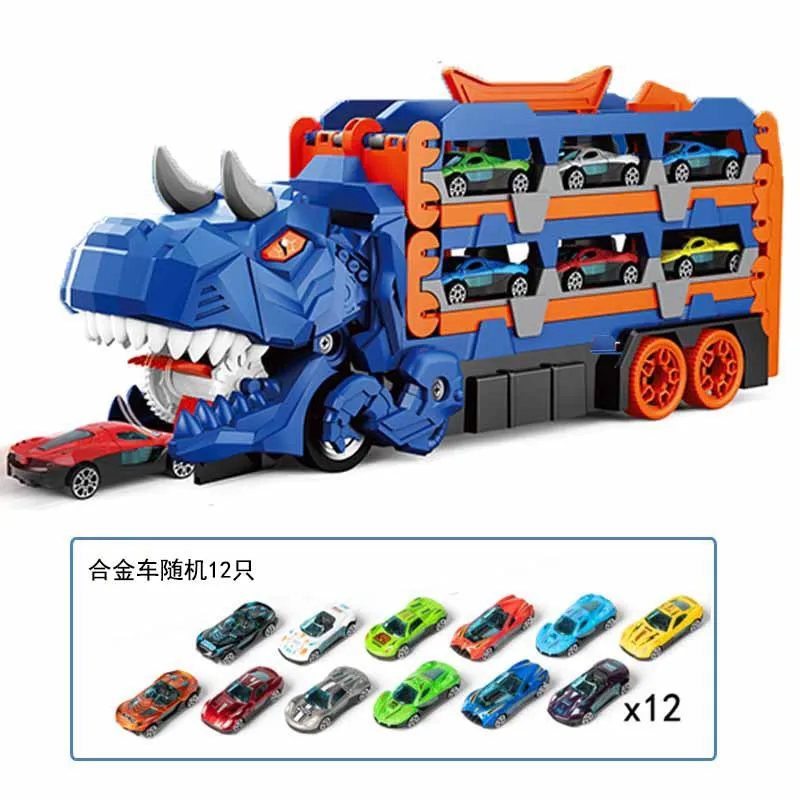 City Dinosaur Devours Rail Car Dinosaur Ultimate Hauler Catapult Alloy Cars T-rex Truck Toy For Boy Holiday Birthday Gift