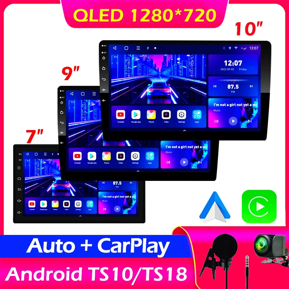 TS10 18 2din Car Android Radio Multimedia Player 7 9 10 inch Carplay Auto For Toyota Volkswagen Hyundai Kia Renault Nissan Lada