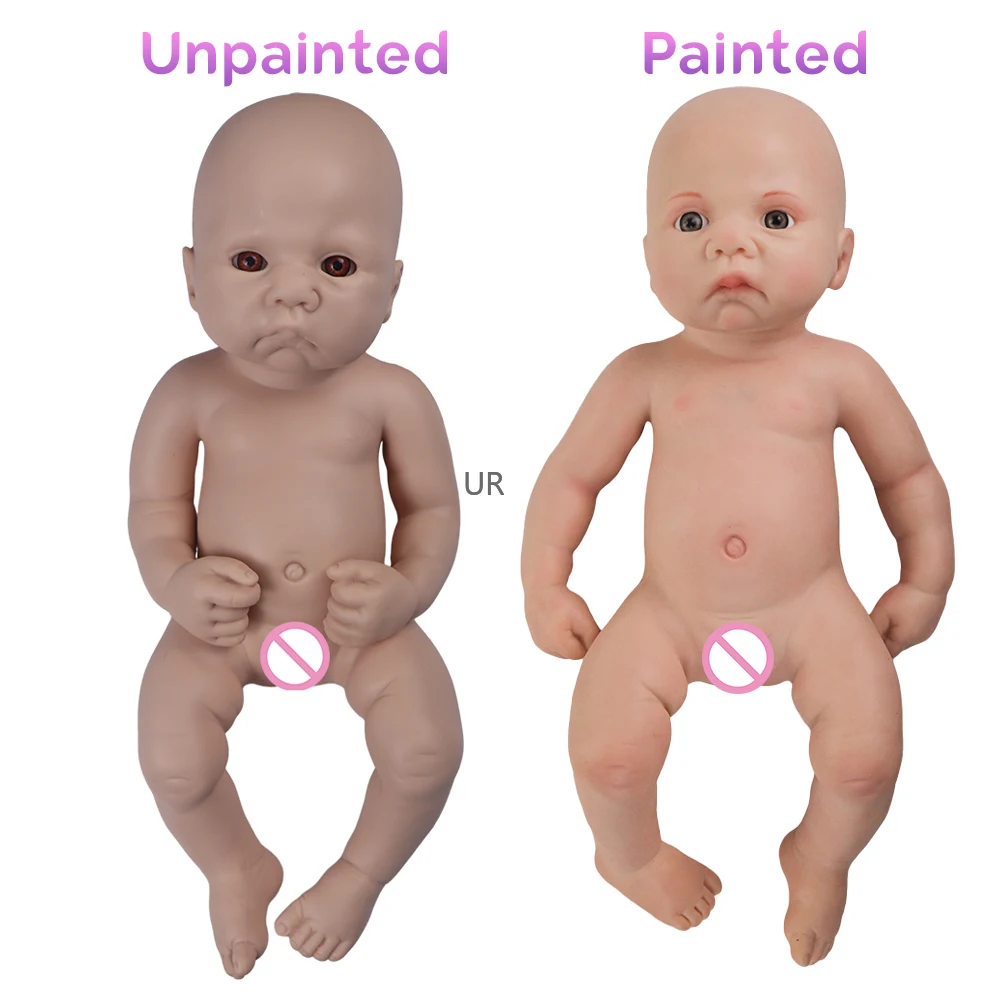 

Artificial Unpainted Full Solid Silicone Reborn Baby Boy For Small Kids Toy Skin Texture Soft 17 Inch 45Cm 2.3Kg 4.9Lbs Infants