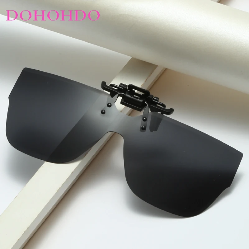 Rimless Clip On Sunglasses For Men Square Polarized Lens Sunglasses Night Vision Driver Glasses Fishing Eyewear Flip Up Oculos