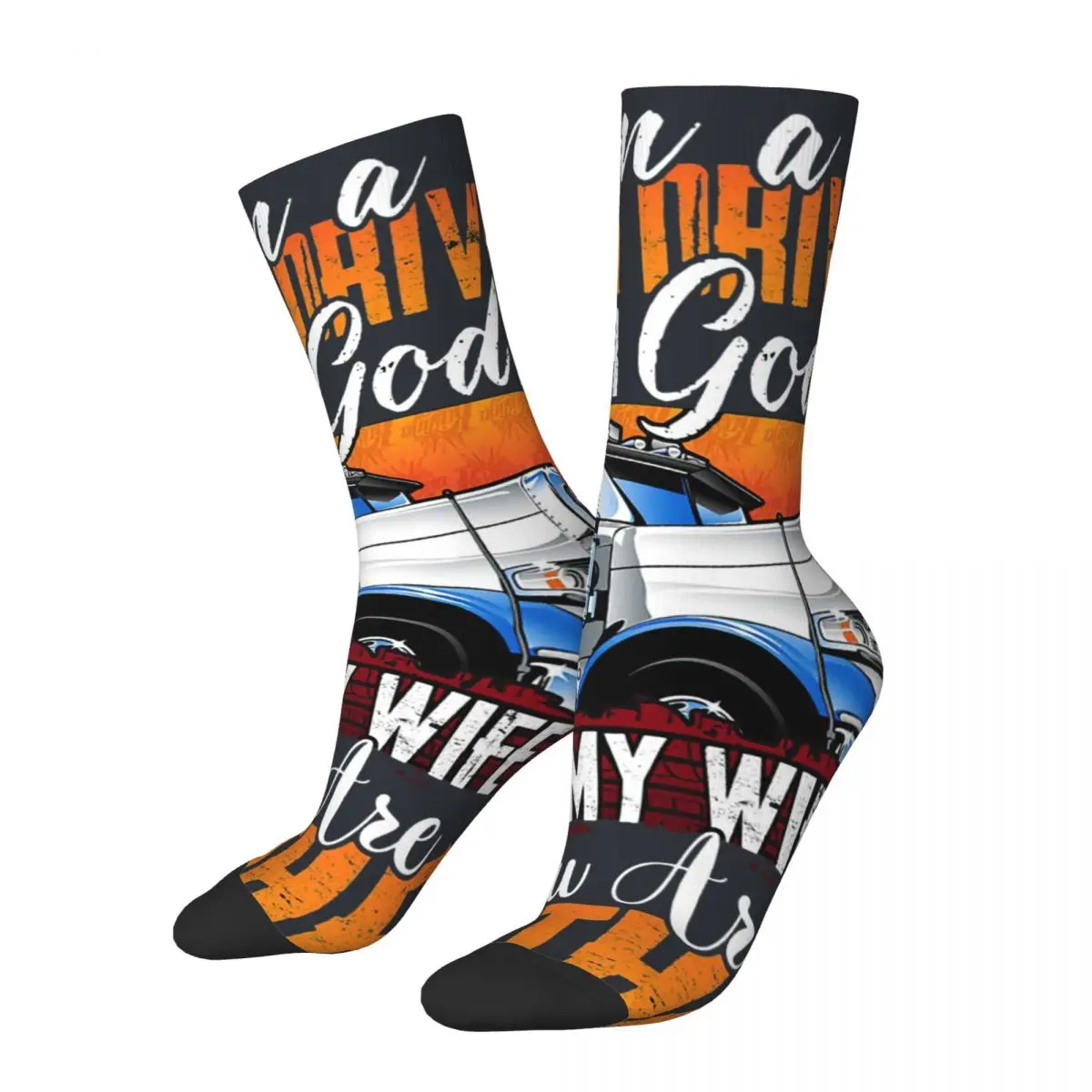 Hip Hop Vintage Driver Crazy Men's compression Socks Unisex Trucks and Skulls Game Street Style Seamless Printed Funny Novelty