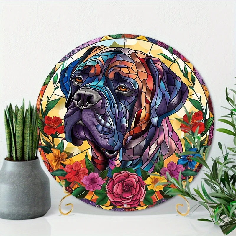 Vintage-Style American Mastiff Dog Aluminum Sign Scratch Flame Resistant,Easy to Hang Perfect for Home,Coffee Shops Restaurants