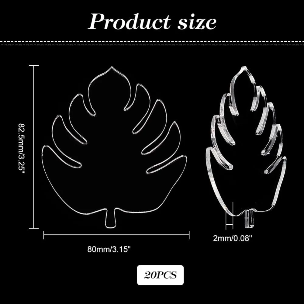 20 قطعة من بطاقات مكان الأكريليك الشفاف، بطاقات جلوس أكريليك، علامة لحفلات الزفاف، بطاقات مكان الاسم الأكريليك، أوراق Monstera الفراغات