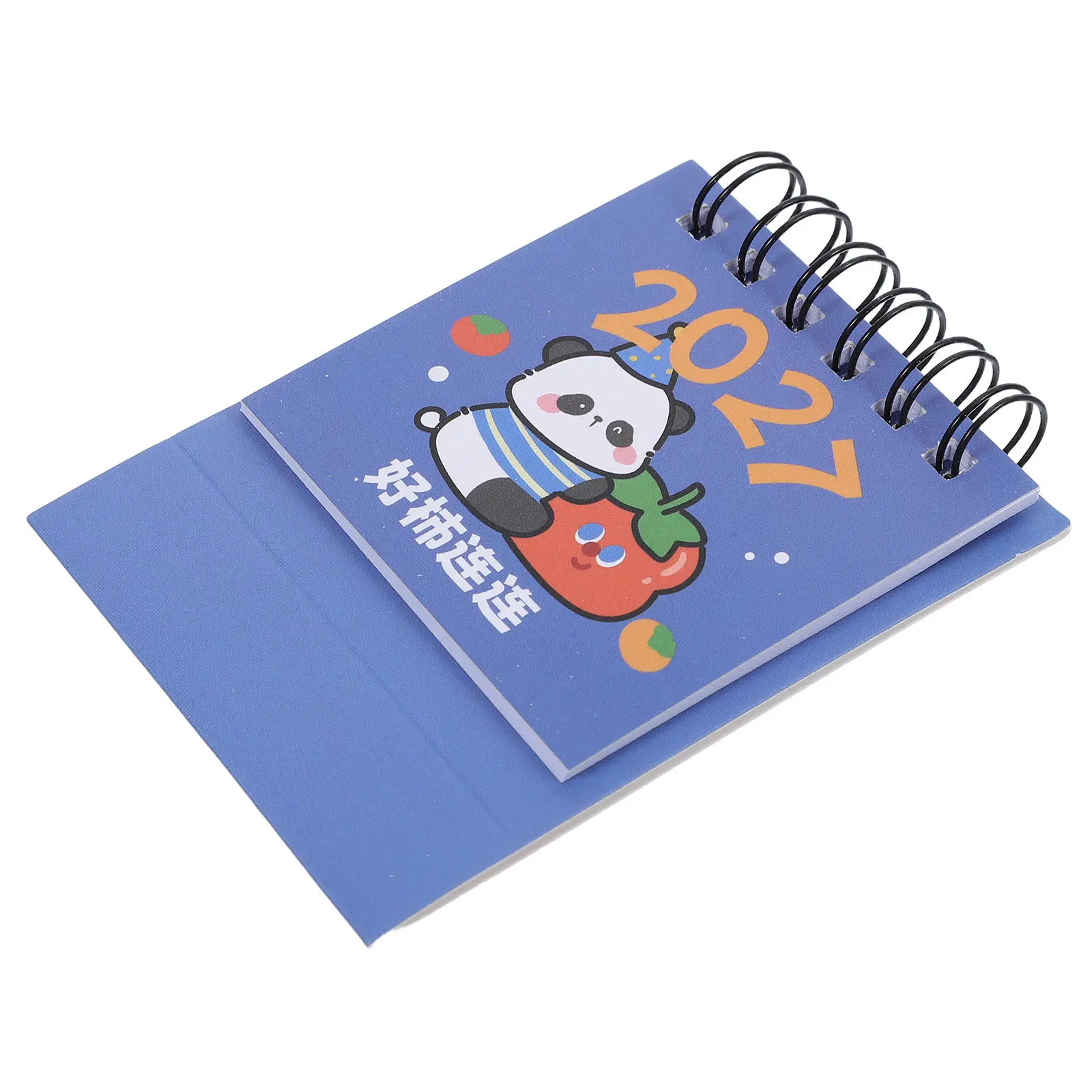 Mini Cute Panda Desk Calendar 2027 Small Standing Flip Desktop Planner Metal Ring Binding School Office Small Desk Calendar 2027