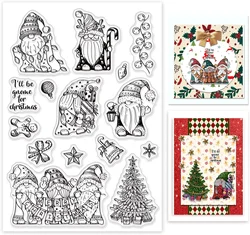 Christmas Gnome Clear Stamp Gingerbread Man Bell Silicone Stamps Tree Snowflake Rubber for Scrapbook Journal Diary Card Making