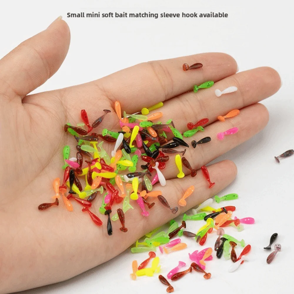 3 حزم 60 قطعة سيليكون الصيد السحر الناعمة 1.0 سنتيمتر T الذيل السحر الاصطناعي مزيج اللون العائمة أسماك الطعم الشتاء الصيد معالجة أداة #2