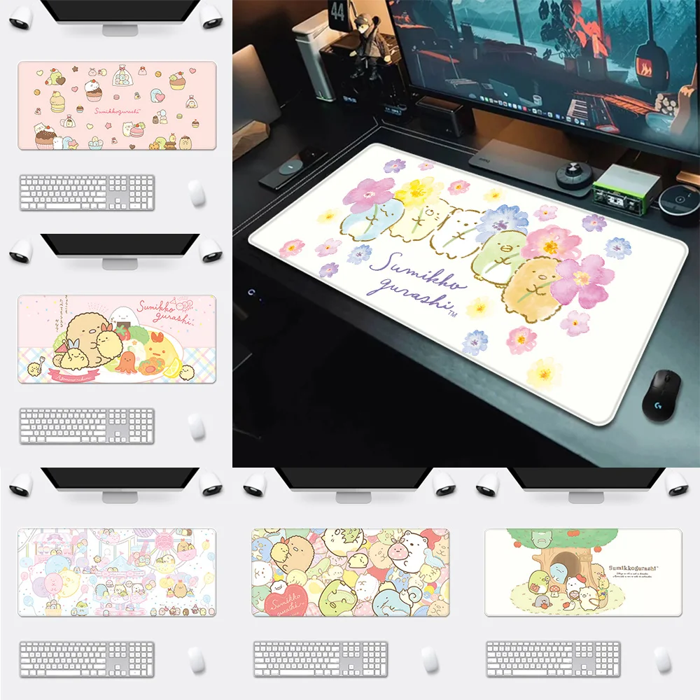 Kawaii Pink Sumikko Gurashi Mousepad HD Printing Computer Gamers Locking Edge Non-slip Mouse Pad XXL90x40cm Keyboard PC Desk Pad